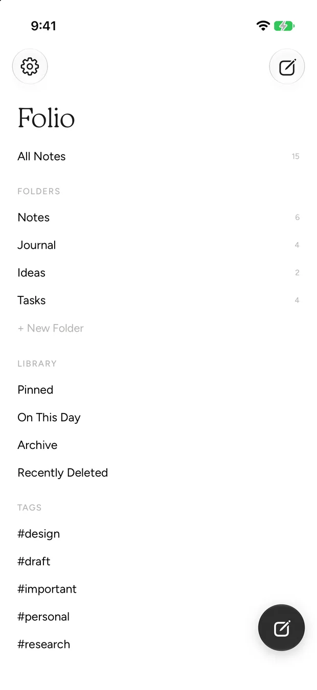 Folio running on iPhone